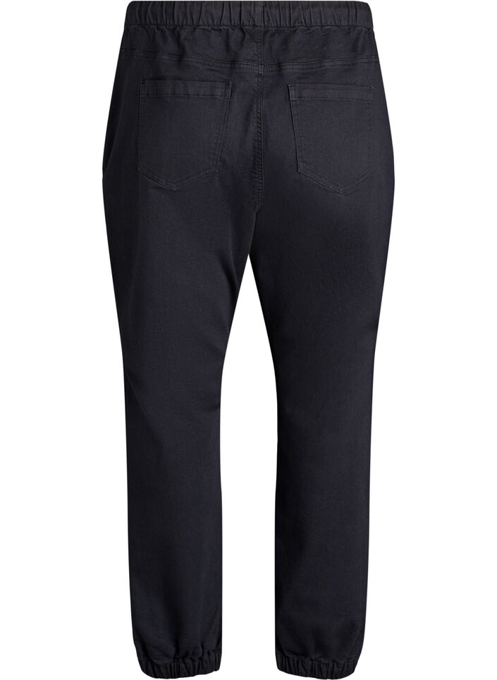 Joggebukse i denim med lommer, Svart, Packshot image number 1
