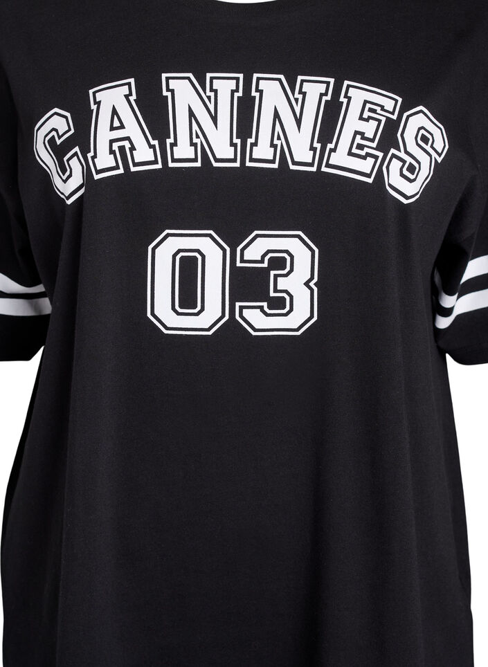 Sporty oversized college T-skjorte, Svart, Packshot image number 2
