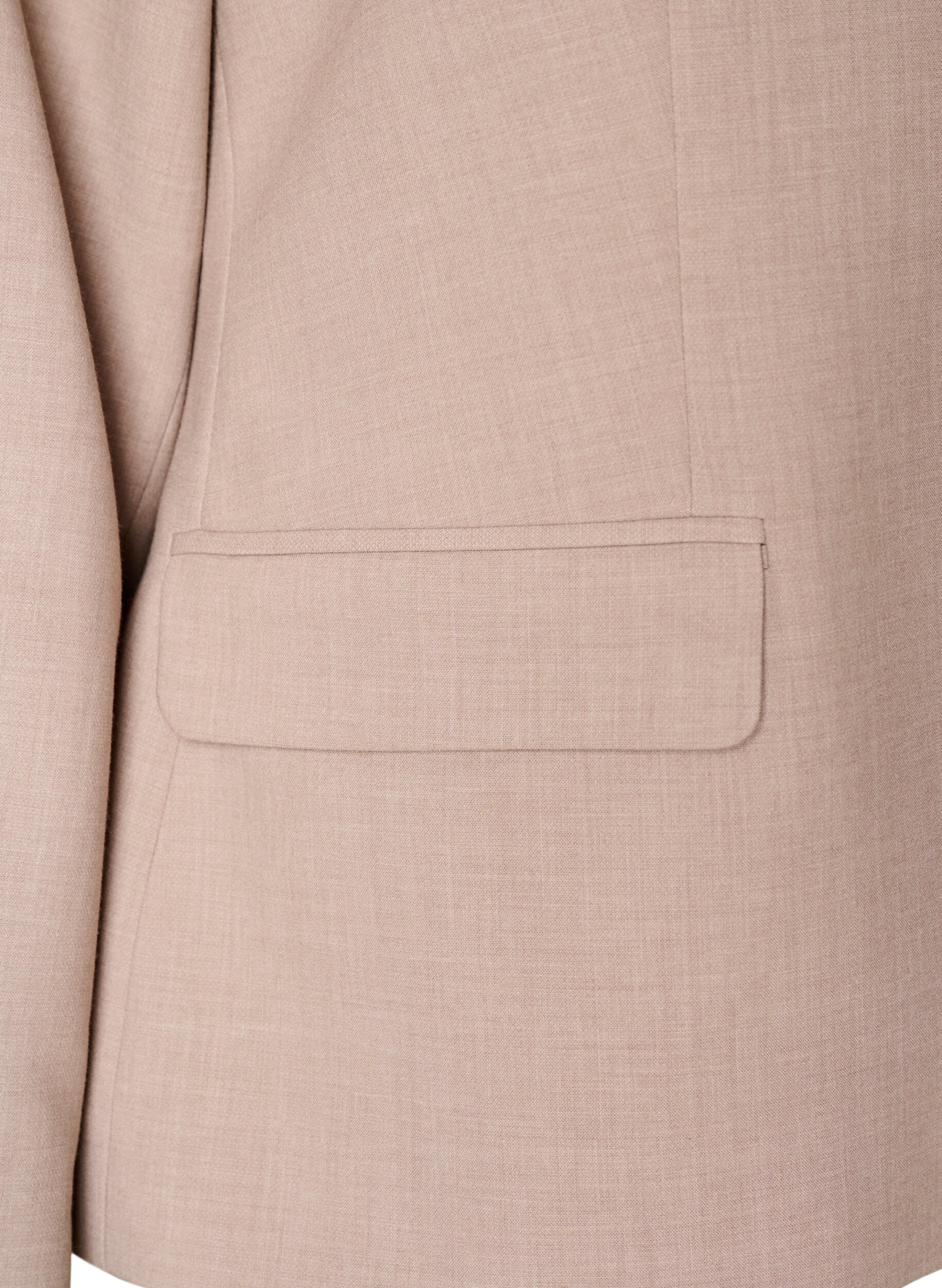 Zizzi Klassisk blazer med enkel knappelukking og lommer, Beige, Packshot image number 3