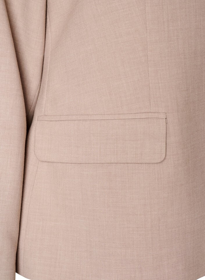 Klassisk blazer med enkel knappelukking og lommer, Beige, Packshot image number 3