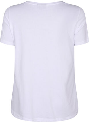T-skjorte i bomull med trykk foran, Bright White FLOWER, Packshot image number 1