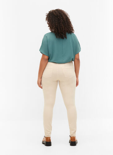 Amy jeans med høyt liv og super slim fit, Oatmeal, Model image number 1
