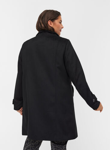 Jakke med høy krave og ull, Black, Model image number 1