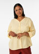 Bluse i lin og viskose med V-hals, Gul, Model image number 0