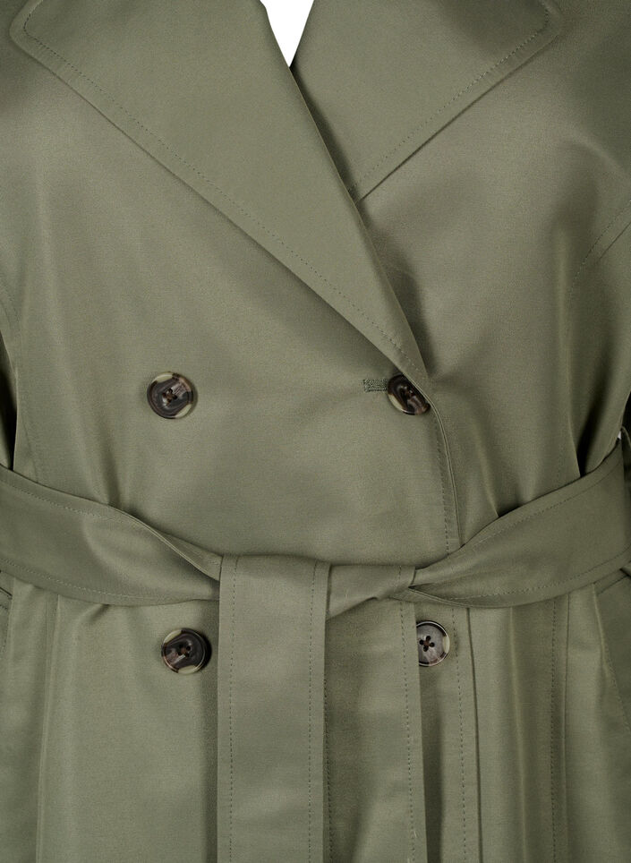 Kort trenchcoat med belte, Grønn, Packshot image number 2