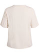 Vevet bluse med korte ermer og rund hals, Beige, Packshot image number 1
