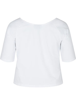 T-skjort ei bomull med 2/4-ermer, White, Packshot image number 1