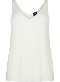 Strikket topp med V-utskjæring, Cloud Dancer Strikket topp med V-utskjæring