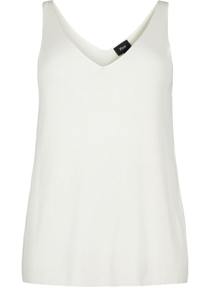 Strikket topp med V-utskjæring, Cloud Dancer, Packshot image number 0