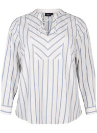 Stripet bluse med knyteutstyr, Bright White Stripe
