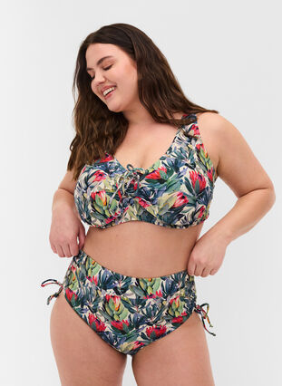 Bikiniunderdel, Red Green Flower, Model image number 0