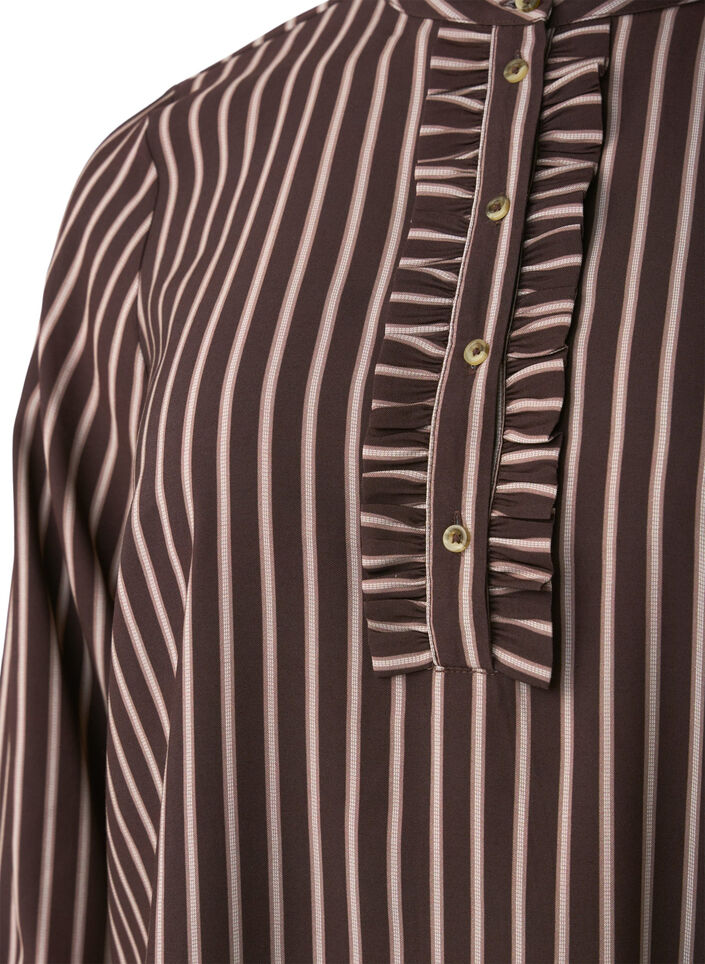 Kort, stripete kjole med volangdetaljer, Hot Fudge Stripe AOP, Packshot image number 2