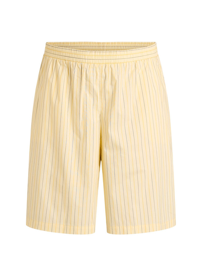 Stripete shorts med h&oslash;y midje og loose fit, Gul, Packshot image number 0