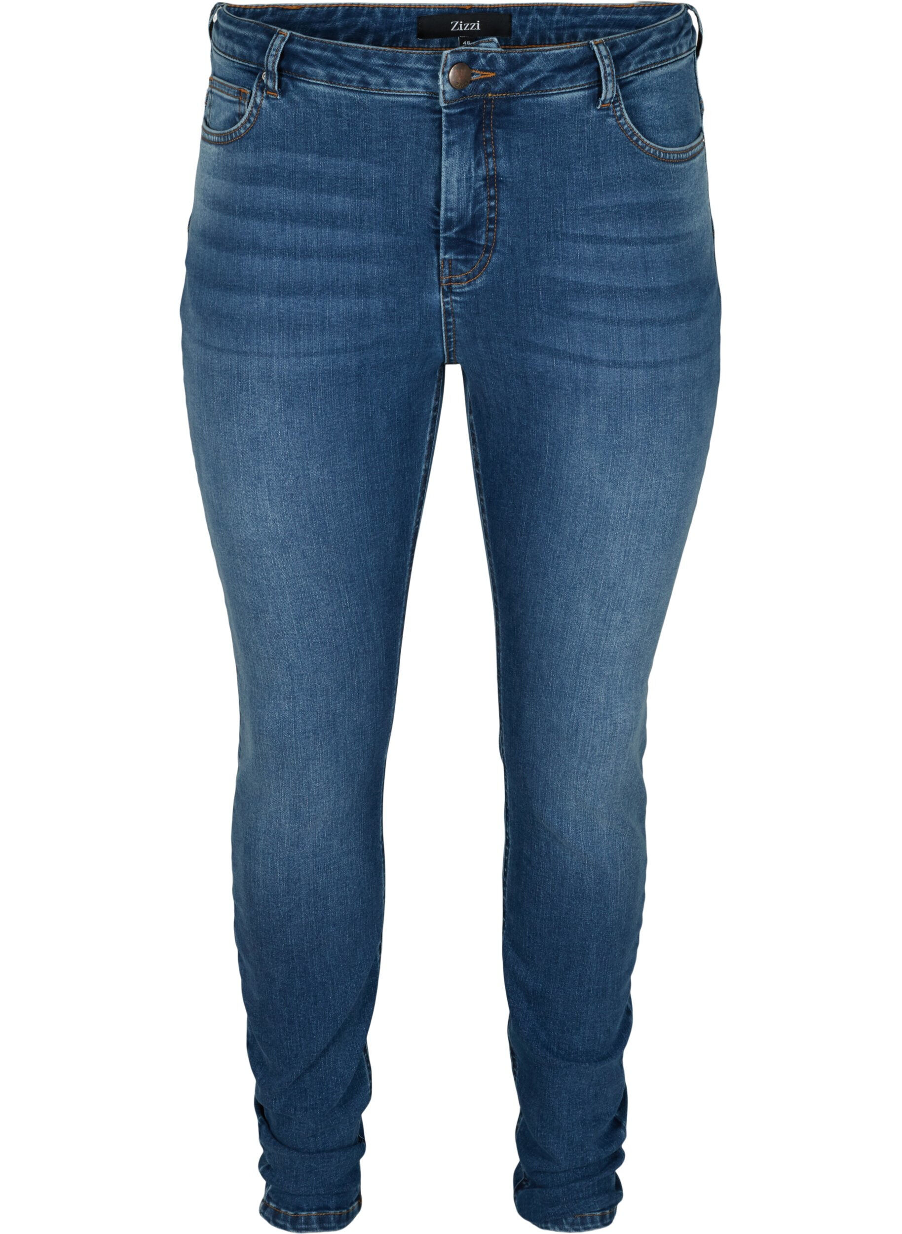 Zizzi Amy jeans med h&oslash;yt liv og push-up, Blue denim, Packshot image number 0