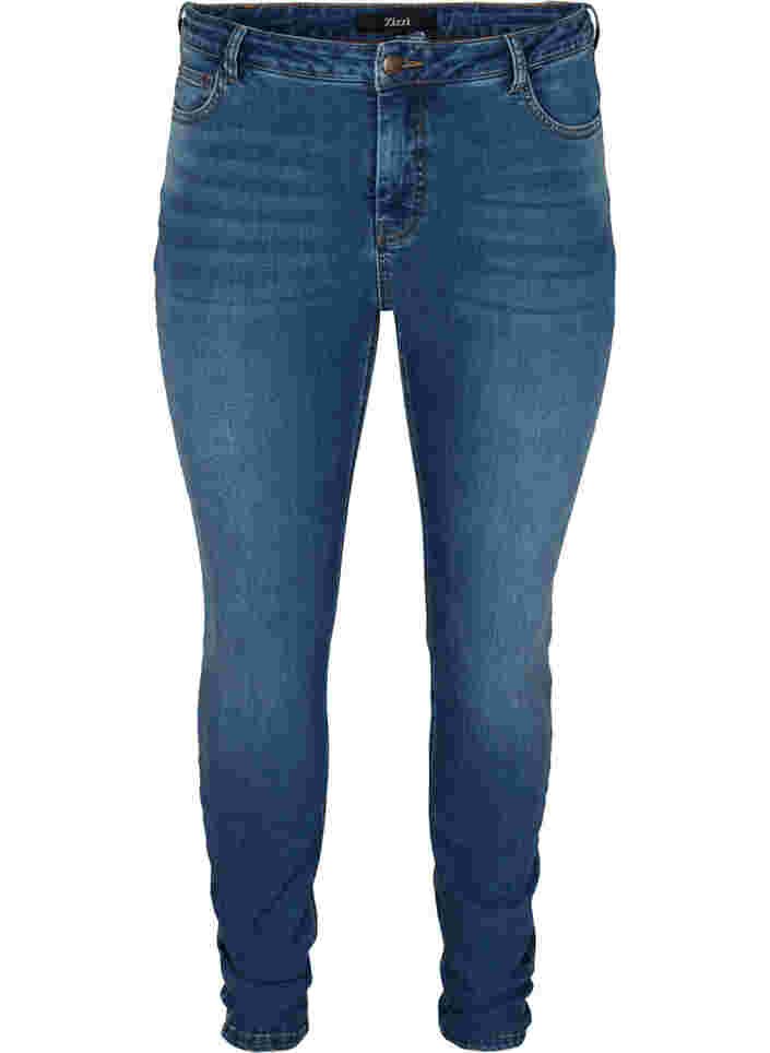 Amy jeans med høyt liv og push-up, Blue denim, Packshot image number 0
