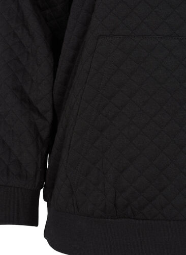 Hettegenser med quiltet mønster, Black, Packshot image number 3