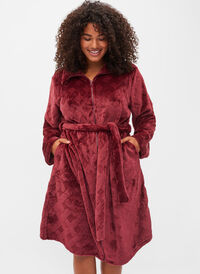 Morgenkåpe med glidelås og lommer, Rose, Model