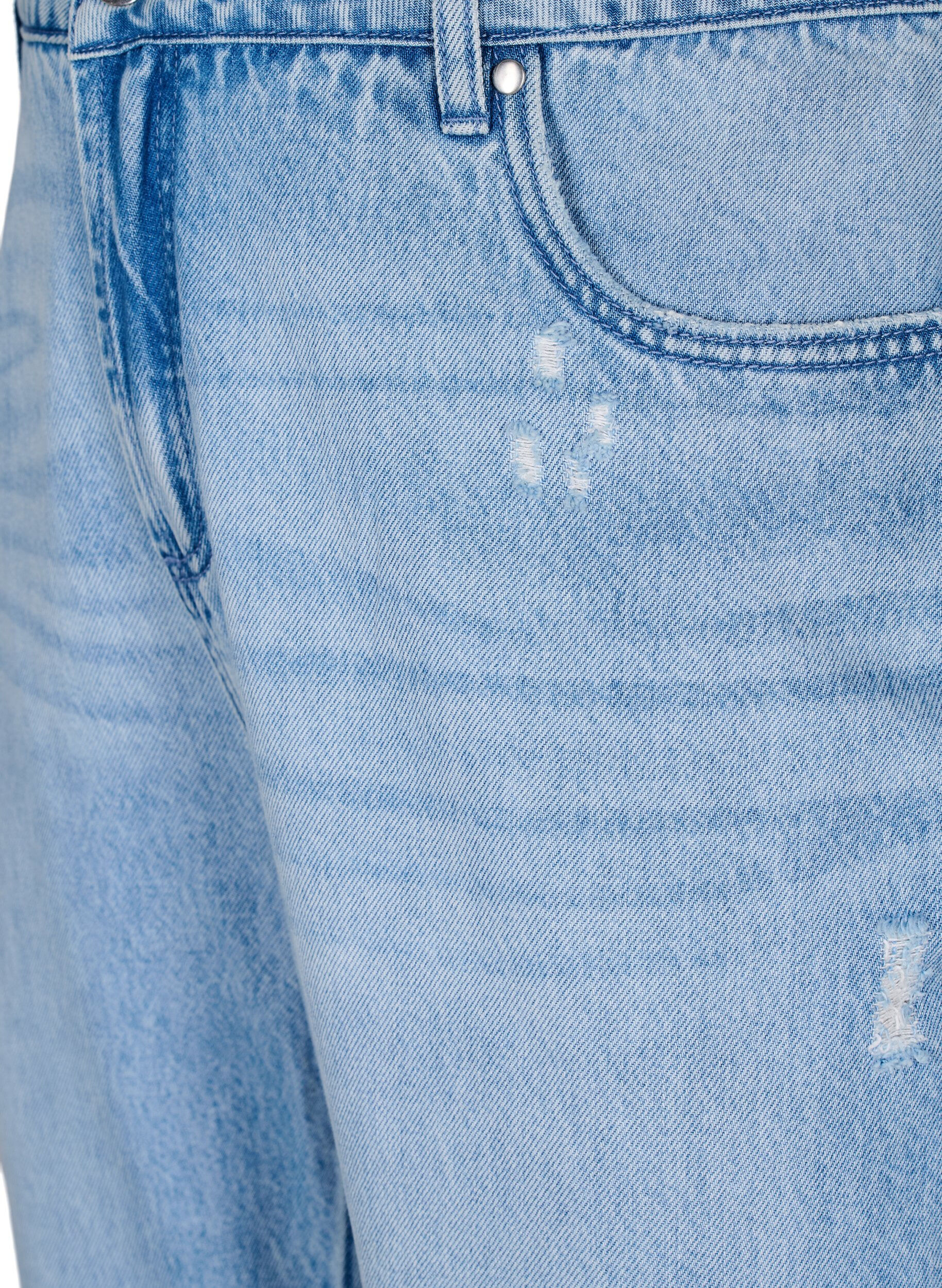 Zizzi Mille Mom fit jeans med distressed detaljer, Bl&aring;, Packshot image number 2