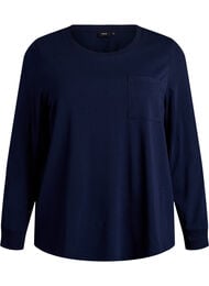 Langermet pyjamatopp i myk bomullsjersey, Bl&aring;