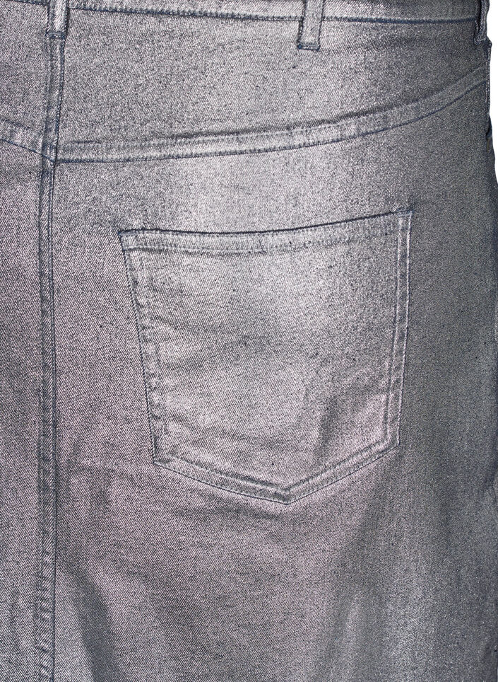 Sølvbelagt midi-skjørt, Gun Sliver, Packshot image number 2
