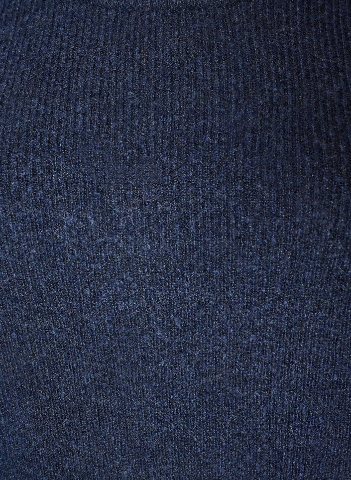 Melert strikkebluse med rund hals, Bl&aring;, Packshot image number 2