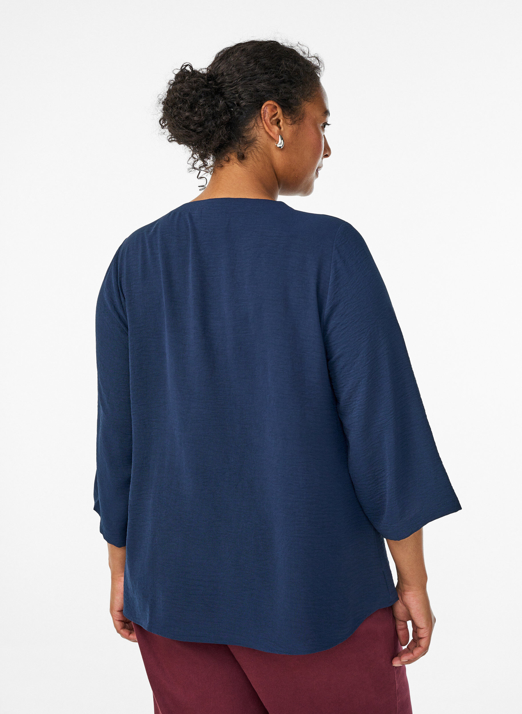 ZizziBluse med 3/4 ermer, Bl&aring;, Model image number 2