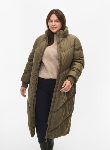 Lang puffer-vinterjakke, Bungee Cord , Model image number 2