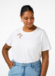 T-skjorte i økologisk bomull med sløyfedetaljer, Bright White, Model image number 0