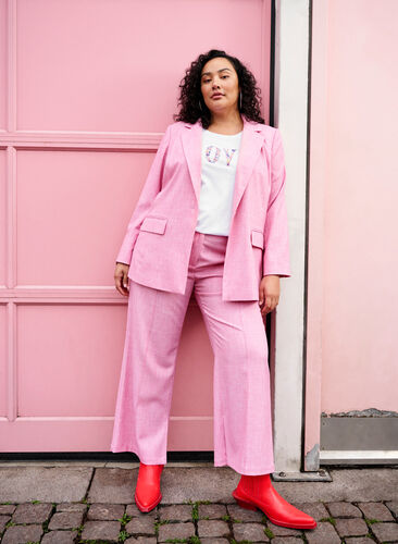 Melert blazer med knappelukking, Rosebloom, Image image number 0