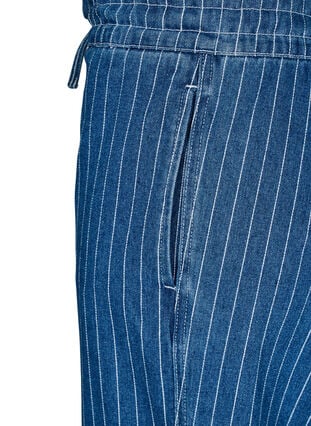 Zizzi Jeans med vide ben og striper, Blue Denim Stripe, Packshot image number 3