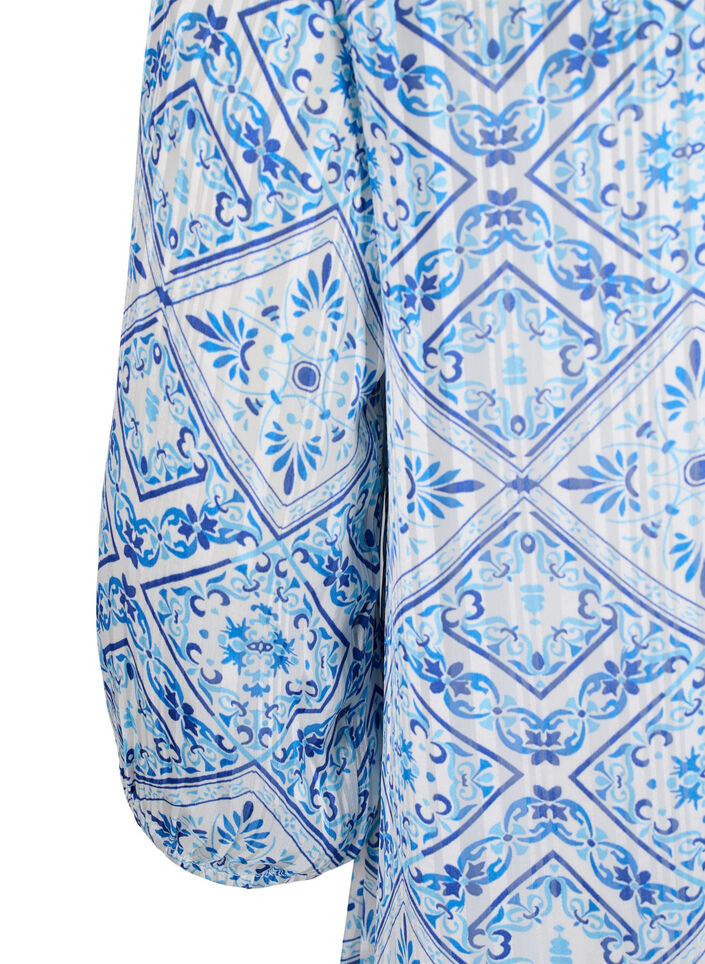 Trykt kjole med v-utringning og 3/4-ermer, Birch Graphic AOP, Packshot image number 3