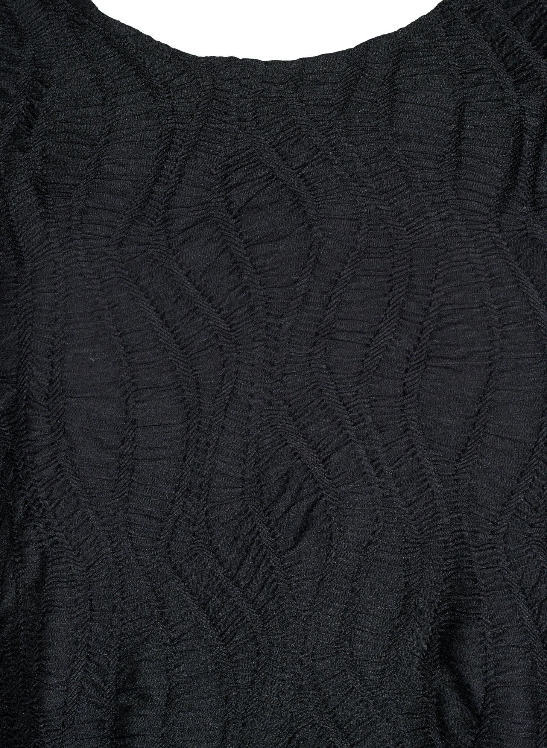ZizziBluse med tekstur og 3/4-ermer, Svart, Packshot image number 2