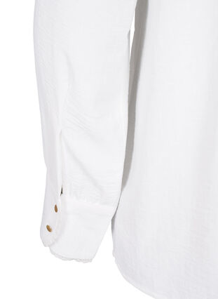 Langermet bluse med tekstur, Bright White, Packshot image number 3