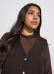 Tett sittende meshbluse med lange ermer, Brun, Model image number 3
