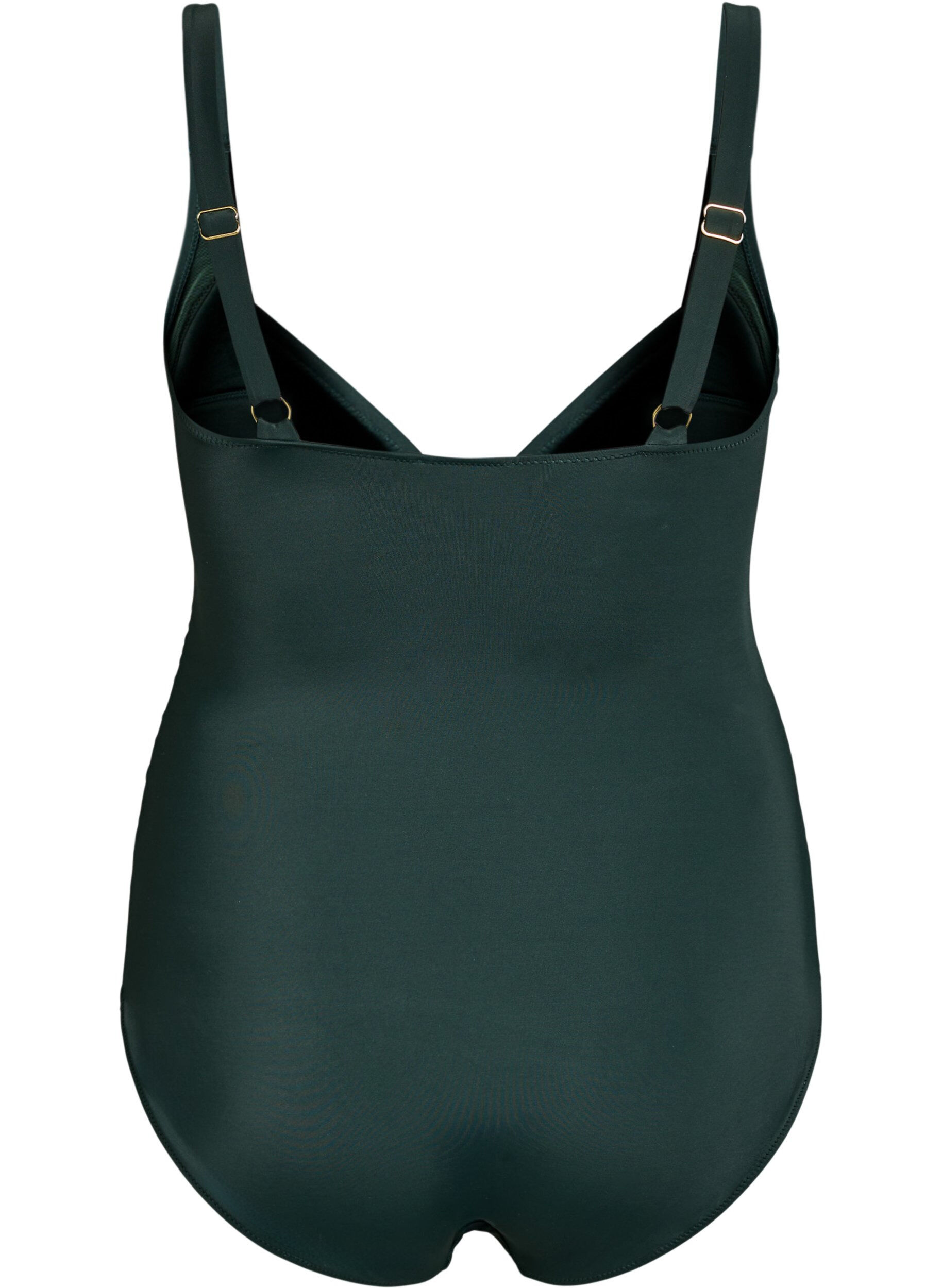 Zizzi Badedrakt med ringdetaljer og drapering, Gr&oslash;nn, Packshot image number 1