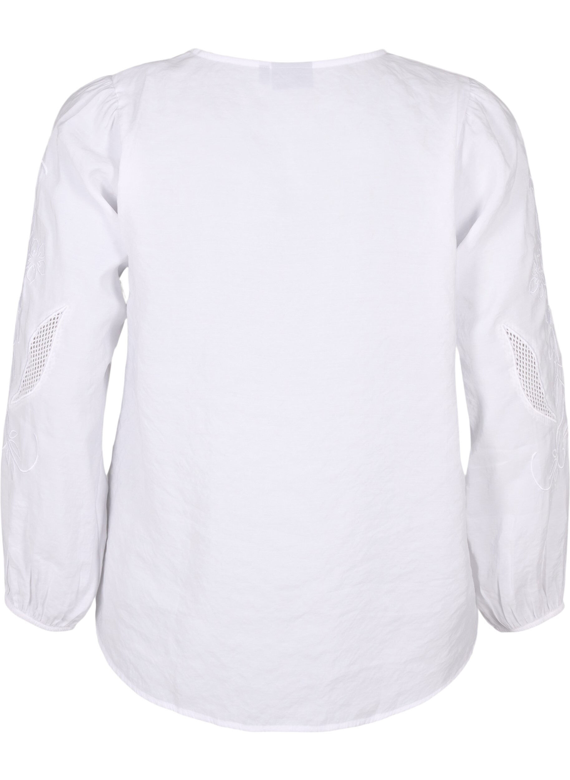 Zizzi Bluse i Tencel &trade; Modal med broderidetaljer, Bright White, Packshot image number 1