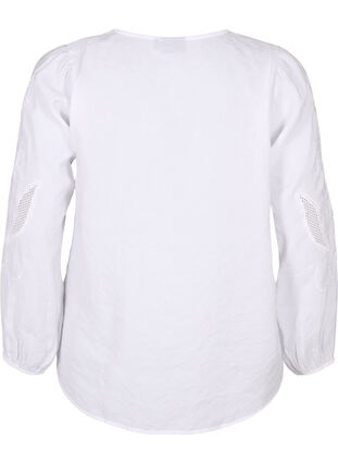 Bluse i Tencel ™ Modal med broderidetaljer, Bright White, Packshot image number 1