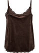 Velour topp med blonderkant, Brun, Packshot image number 1