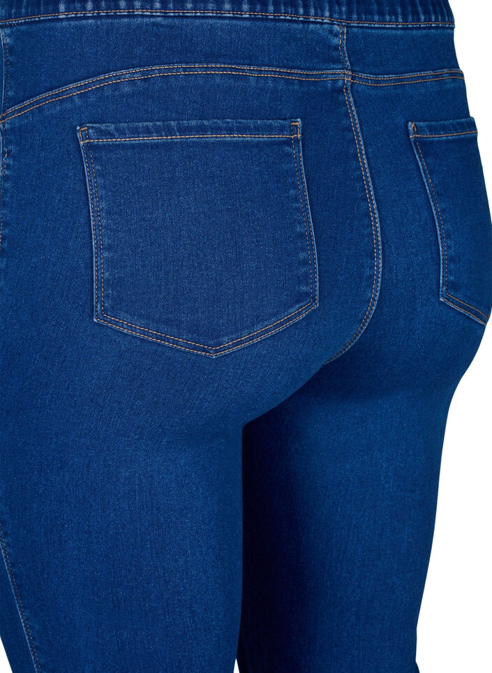 Denim-knebukser med elastisk linning, Dark Blue Denim, Packshot