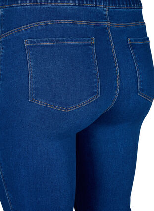Zizzi Denim-knebukser med elastisk linning, Dark Blue Denim, Packshot image number 3
