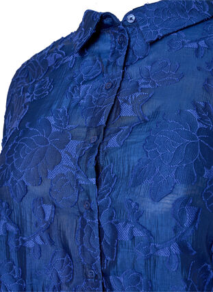 Lang jacquard skjorte, Mazarine Blue, Packshot image number 2