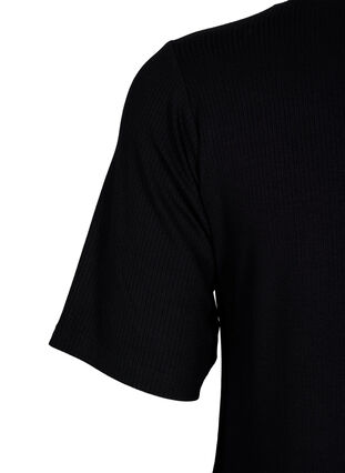 T-skjorte i ribbestrikket viskose, Black, Packshot image number 3