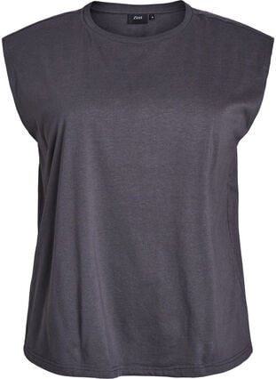 Zizzi Ermeløs jerseybluse med skulderputer, Grå, Packshot image number 0