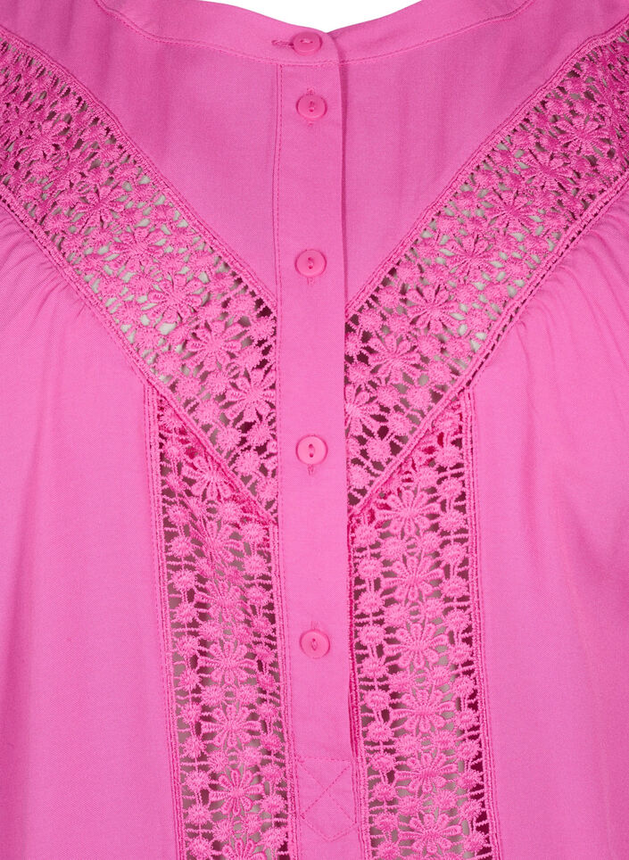 Viskosebluse med blondekant, Raspberry Rose, Packshot image number 2