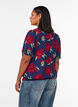Viskosebluse med blomstertrykk og ballongform, Bl&aring;, Model image number 2