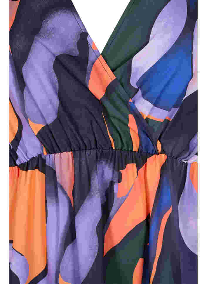 Mønstrete bluse med omslagseffekt og 3/4 ermer, Big Scale Print, Packshot image number 2