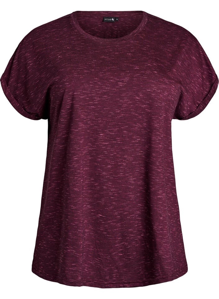 Løs trenings-T-skjorte med korte ermer, Mørk Bordeaux, Packshot image number 0