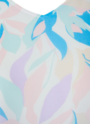 Blomstrete bluse med lange ermer og V-hals, White/Pastel Leaf, Packshot image number 2