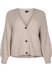 Melange cardigan i ribbestrikk