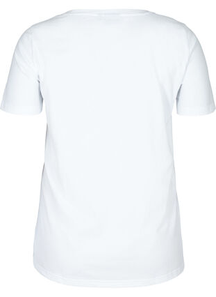 Kortermet T-skjorte i bomull med trykk, Bright White, Packshot image number 1